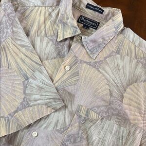 VTG Burberry’s of London Shell Short Sleeve Button Down Mens Large Linen/Cotton
